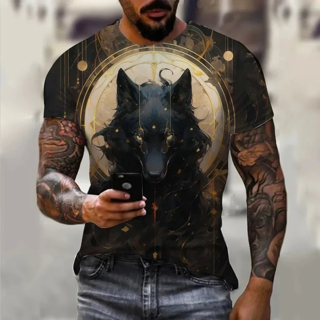Pánská trička Letní zvířecí vzor s vlkem 3D potisk Topy Trička Letní dámská móda Streetwear Oversized tričko Pánské oblečení