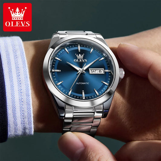 OLEVS Uhren Herren 7090 Luxuriöse Original-Automatikuhr, wasserdicht, großes Zifferblatt, Wochentags- und Datumsanzeige, Uhren für Herren, Geschenke, neu