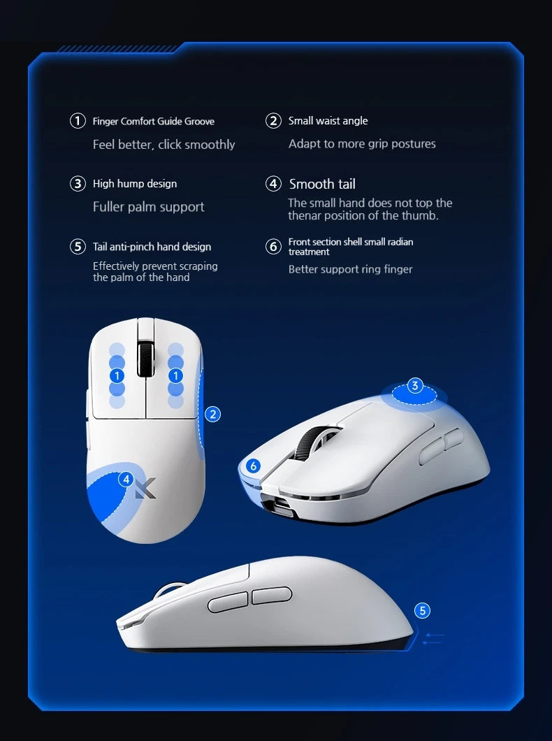MCHOSE L7 Ultra+ Medium Large Hand Mouse Game E-Sports PAW3950 Wireless Three Mode Lightweight Office Dual-Drive Computer Mouse
