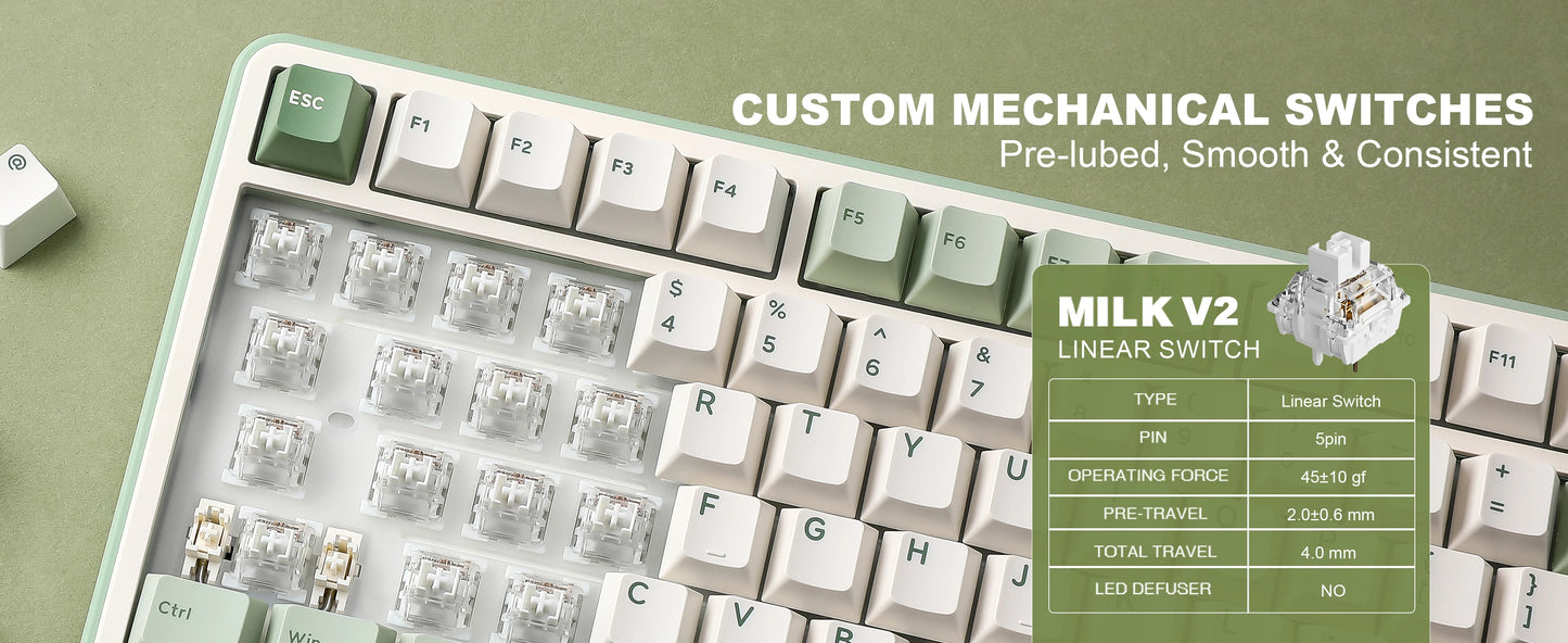 YUNZII B75 PRO Green Mechanical Gaming Keyboard, Gasket 75 Knob RGB Keyboard, BT/Wired/Wireless  Hot-Swap Custom Creamy Keyboard