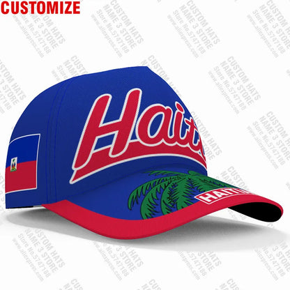 Haiti Free Custom College Name Number Team Logo Hat Hti Country Travel French Nation Haitian Republic Flag Baseball Cap