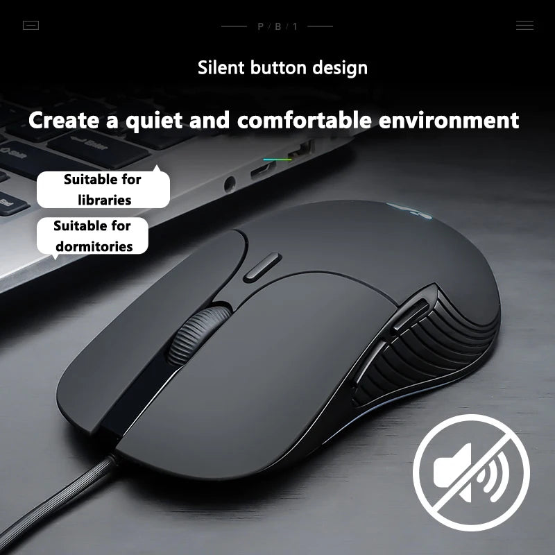 INPHIC B2 USB Wired Mouse, Silent Office Gaming Mouse for PC and Laptops