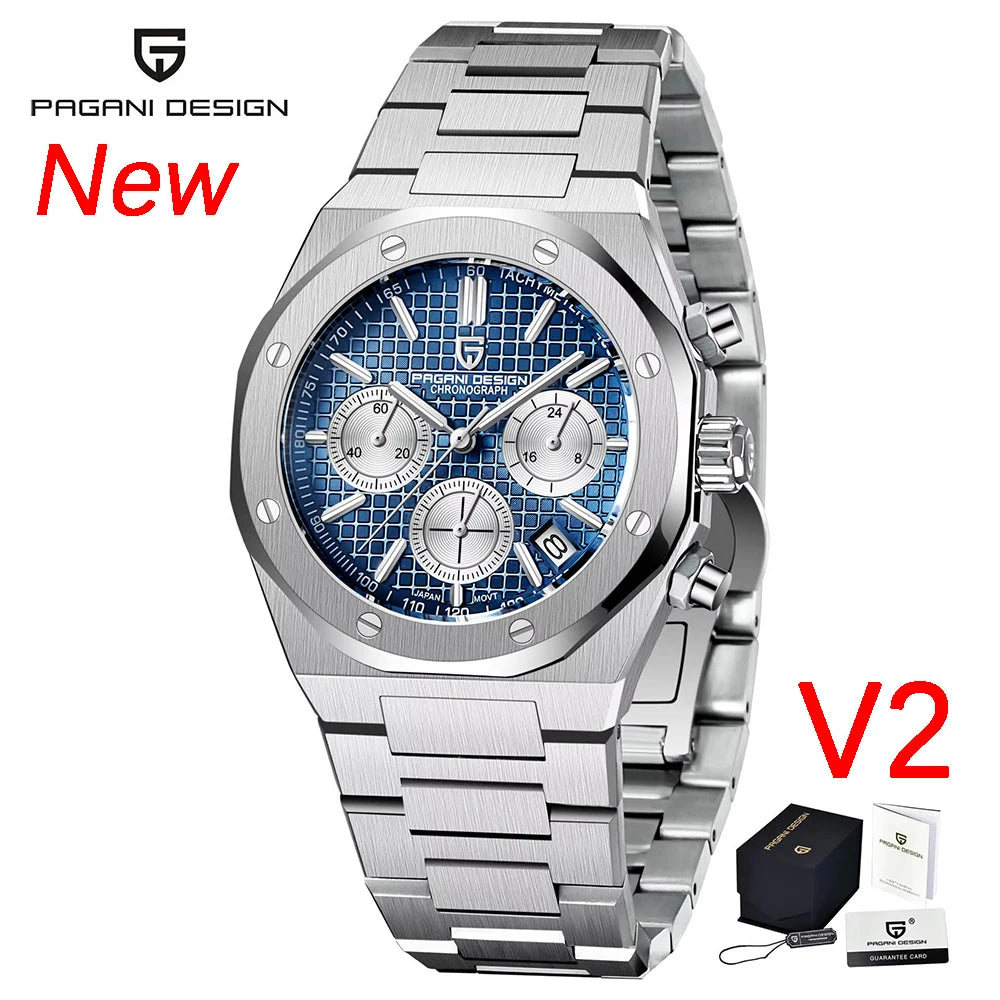 Pagani Design 2026 New Vk63 Fashionable Men V2 Quartz Chronograph Luxury Sapphire Stainless Steel Waterproof Sport 20Bar Luminou