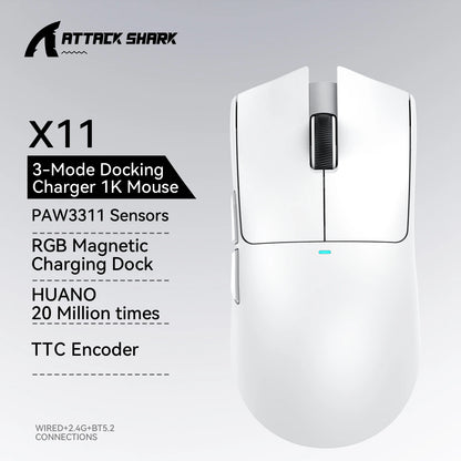 ATTACK SHARK X11 SE Wireless Gaming Mouse 22000 DPI, PixArt PAW3311 Sensor, BT/2.4G/Wired, 59g Lightweight, 2000W Clicks