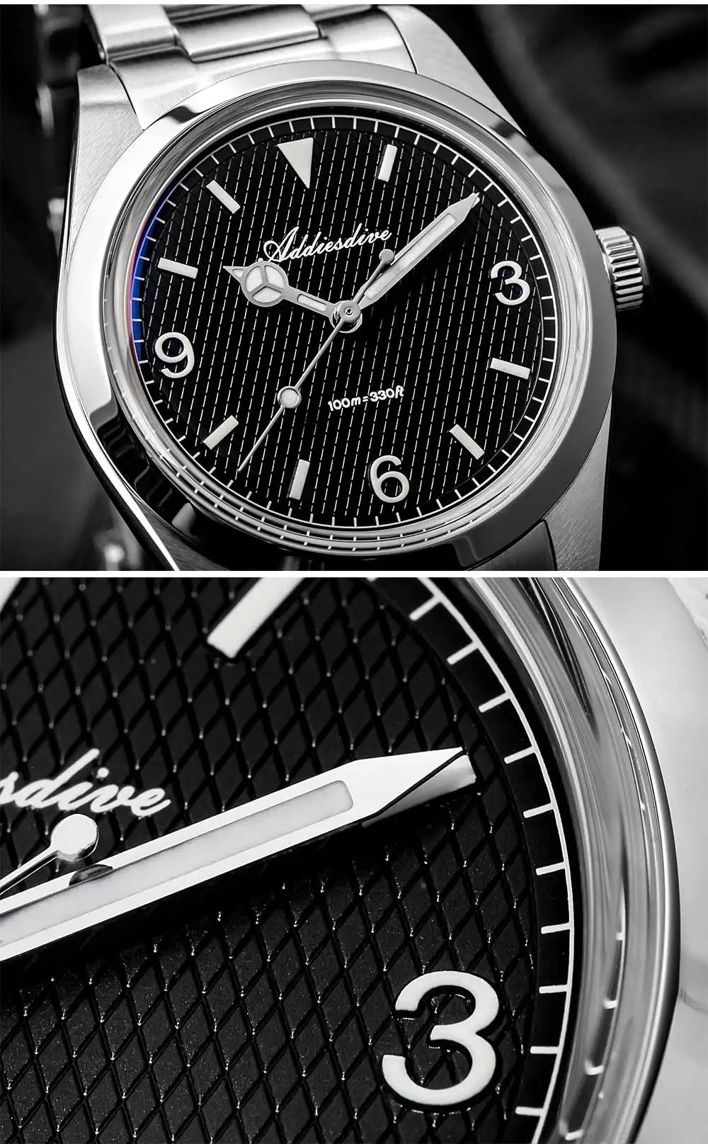 ADDIESDIVE herenhorloge – 316L roestvrijstalen kast, waterdicht tot 10 bar, lichtgevend display, model AD2096 – Luxe quartzhorloge