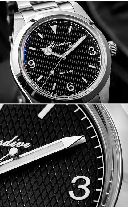 ADDIESDIVE herenhorloge – 316L roestvrijstalen kast, waterdicht tot 10 bar, lichtgevend display, model AD2096 – Luxe quartzhorloge