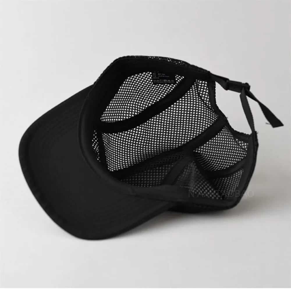 Fashion Retro Mesh Baseball Cap 5 Panel Flat-brimmed Sun Visor Cap Breathable Adjustable Quick-drying Hat Unisex