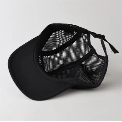 Fashion Retro Mesh Baseball Cap 5 Panel Flat-brimmed Sun Visor Cap Breathable Adjustable Quick-drying Hat Unisex