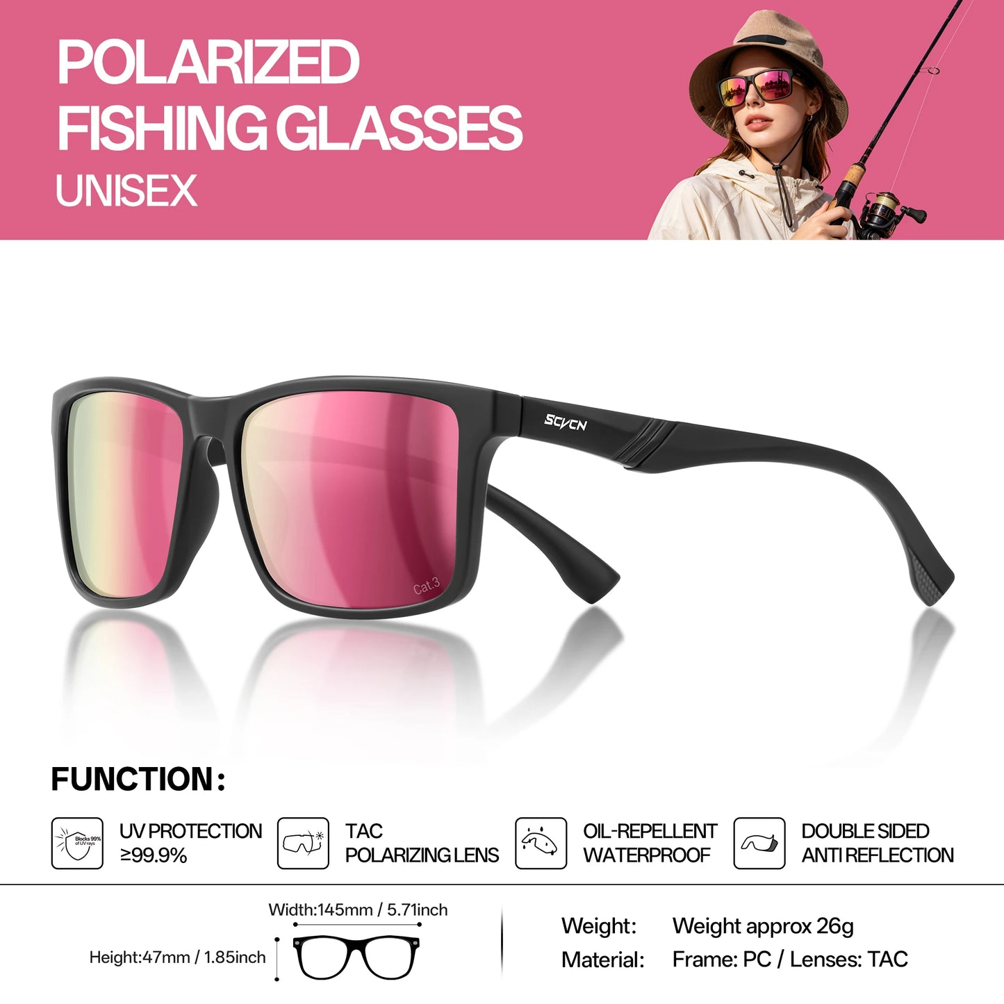 SCVCN New Polarized Water Sports Glasses Women Professional Surfing Boating Fishing Anti-glare Rafting Sailing UV400 Sunglasses