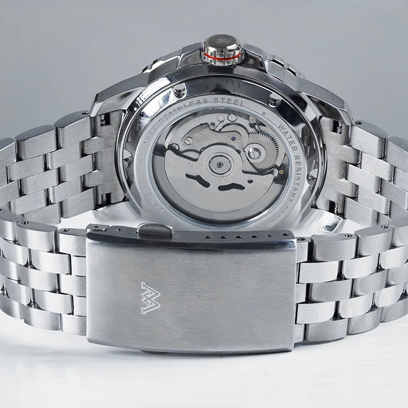 Zegarek WM – automatyczny zegarek mechaniczny NH35 z powłoką antyrefleksyjną, wodoodporny do 200, z szafirowym szkłem – Welly Merck Watch WM206