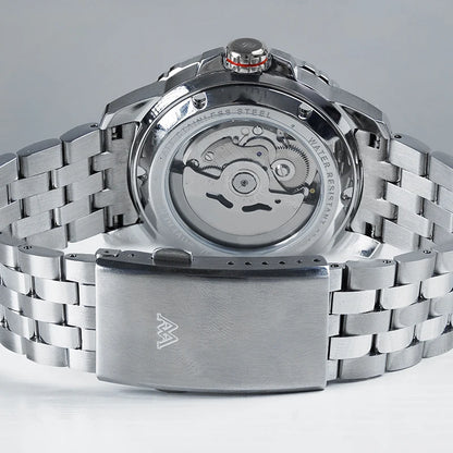Zegarek WM – automatyczny zegarek mechaniczny NH35 z powłoką antyrefleksyjną, wodoodporny do 200, z szafirowym szkłem – Welly Merck Watch WM206