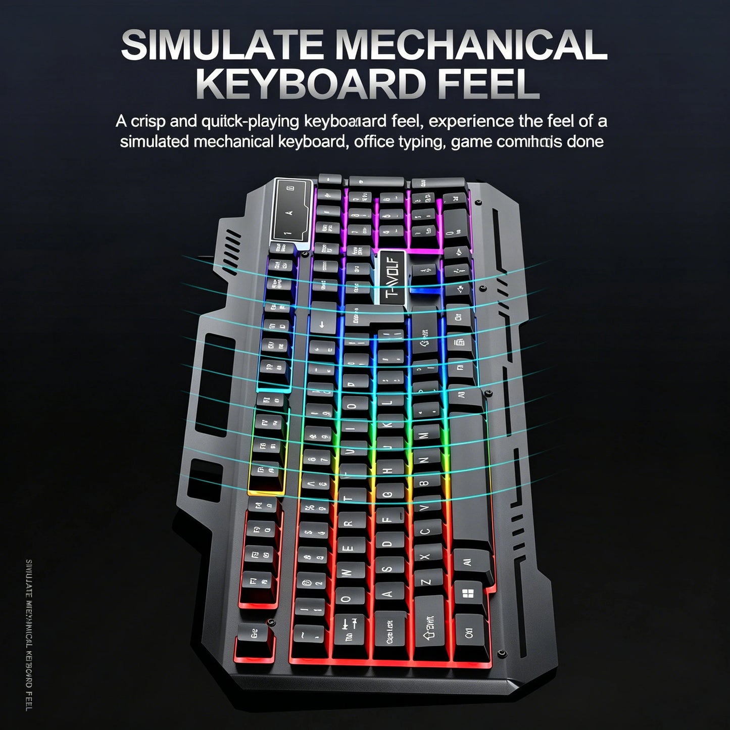 104Keys Gaming Keyboard and Mouse Combo with RGB Backlit,All-Metal Panel Waterproof Light Up,USB Wired Computer Keyboards Gaming