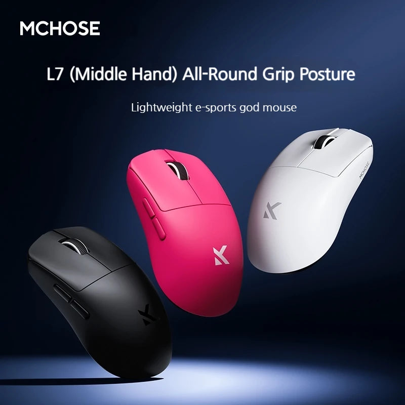 MCHOSE L7 Ultra+ Medium Large Hand Mouse Game E-Sports PAW3950 Wireless Three Mode Lightweight Office Dual-Drive Computer Mouse