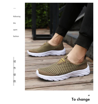YRZL Lightweight Men's Casual Shoes, Breathable Slip-On Male Casual Sneakers, Anti-Slip Men's Flats, Outdoor Walking Shoes Size 39-46