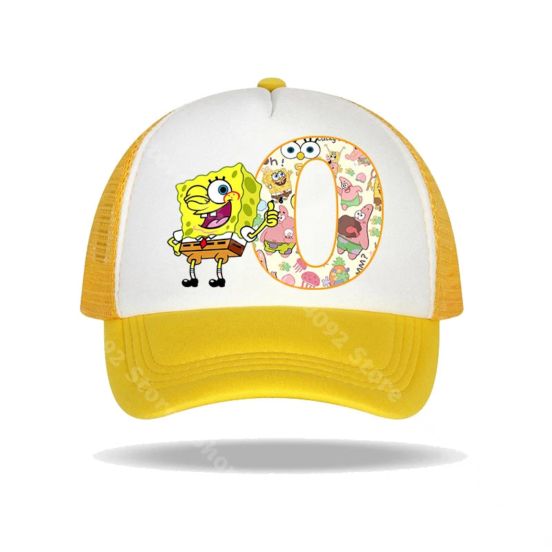 Καπέλο μπέιζμπολ SpongeBob SquarePants για παιδιά και ενήλικες με τυπωμένα γράμματα, καπέλα ηλίου, anime, καρτούν, ρυθμιζόμενα καπέλα με γείσο, καλοκαιρινό καπέλο για καθημερινή χρήση, νέο