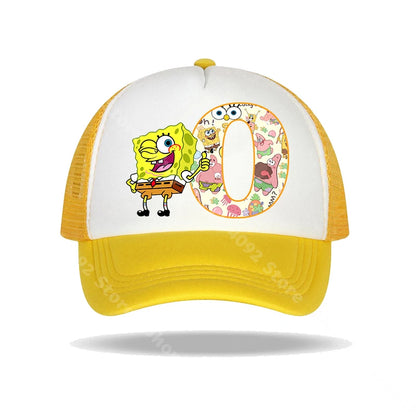 Καπέλο μπέιζμπολ SpongeBob SquarePants για παιδιά και ενήλικες με τυπωμένα γράμματα, καπέλα ηλίου, anime, καρτούν, ρυθμιζόμενα καπέλα με γείσο, καλοκαιρινό καπέλο για καθημερινή χρήση, νέο