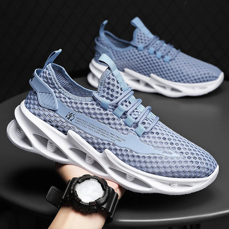 Sommer-sneakers til mænd i mesh, åndbare løbe- og tennissko til udendørs sport, Tenis Masculino, hvide casual vandresko, størrelse
