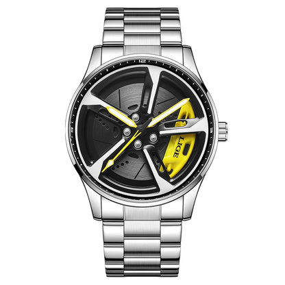 LIGE luxe herenhorloge – Model met draaibare wijzerplaat, waterdicht, van roestvrij staal, met verlichte display – Cadeautip voor mannen (Halloween)