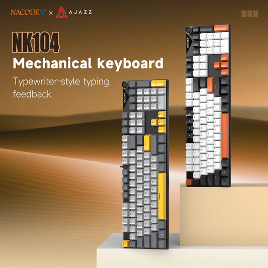 AJAZZ NK104 mechanische Tastatur kabelgebunden, Dual-Injection-Tastenkappen, 104 Tasten, Hot-Swapping, LED-Hybrid-Hintergrundbeleuchtung, Gaming-Tastatur für Laptop und PC