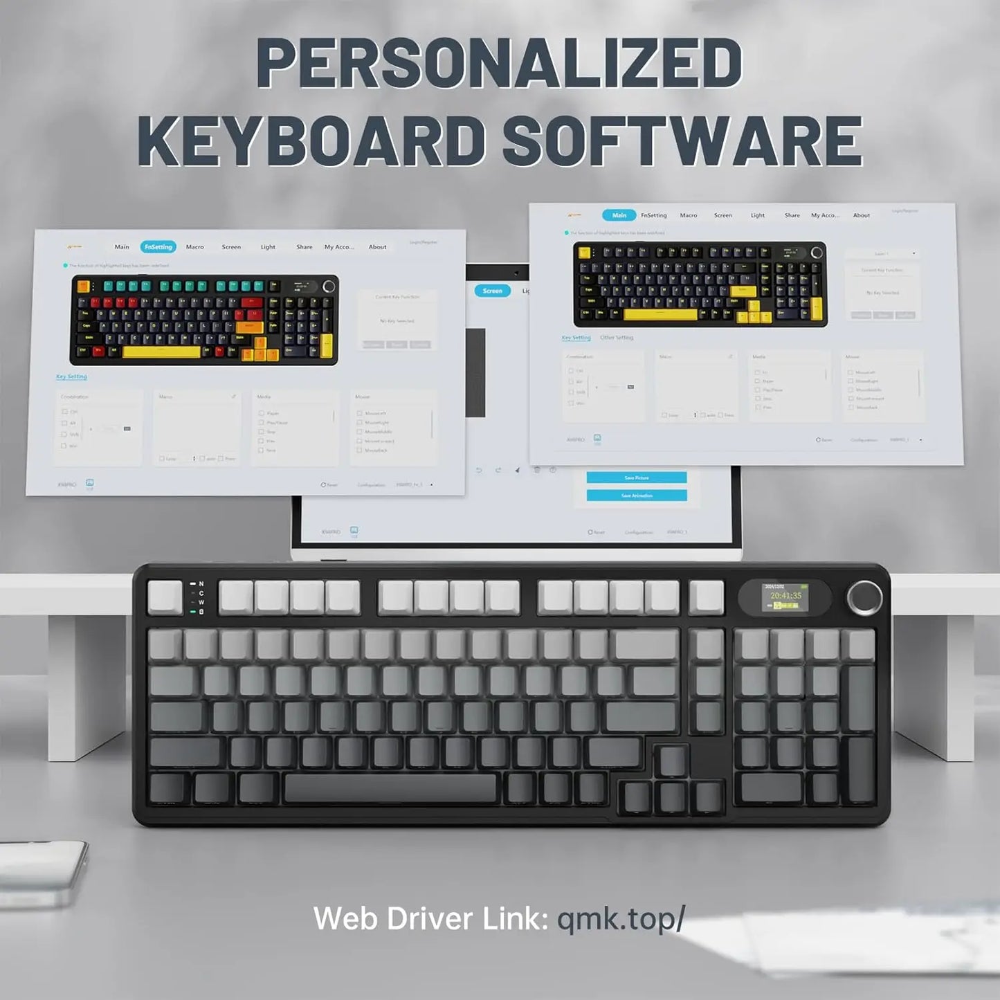 ATTACK SHARK X98 RGB Wireless Mechanical Keyboard, LED Smart Display & Knob, Hot Swappable, Pre-lubed Linear Switches