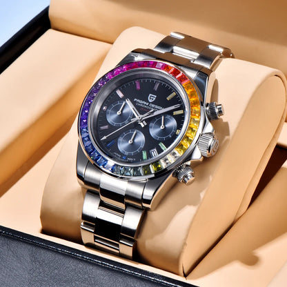Montre pour homme PAGANI DESIGN – Modèle à cadrans colorés, montre-bracelet à quartz de luxe, chronographe équipé d'un mouvement