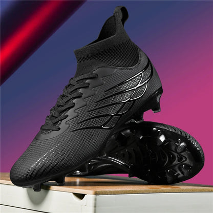 Superfly FG bottes de Football crampons de Football en plein air chaussures noires chaussures de Sport professionnelles souples bottes confortables respirantes grande taille