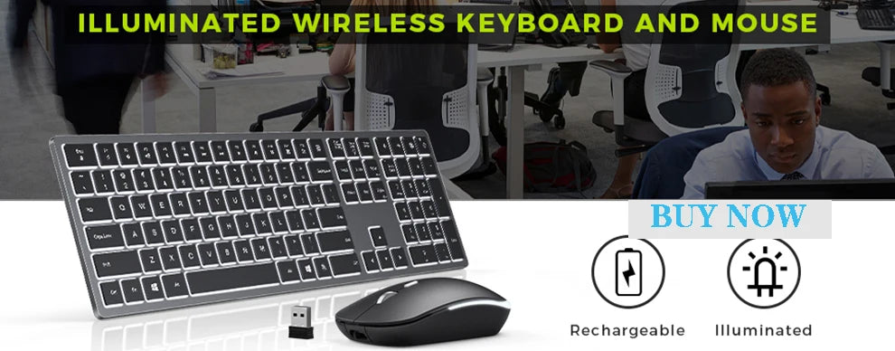 Backlit 7-Colors Bluetooth Keyboard with Touchpad 2.4G Wireless Multimedia Rechargeable Keyboard for Laptop PC Tablet