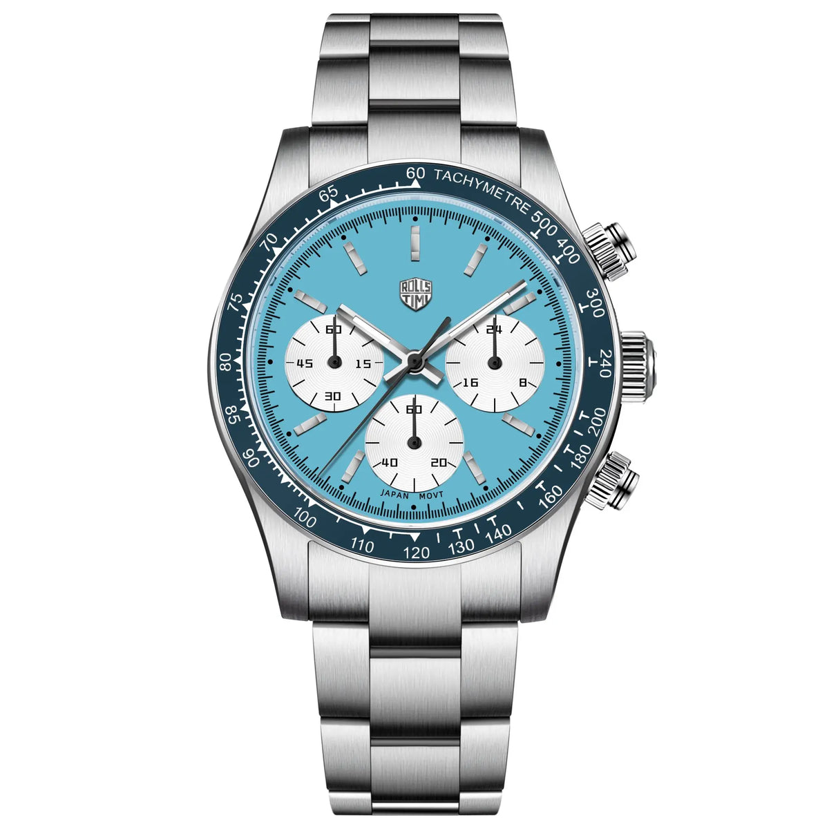 ROSSITIMI Urban Premium Men Quartz Watch Light Luxury Sports Stainless Steel VK63 Tachymeter Luminous 100m Diving Luminous Reloj