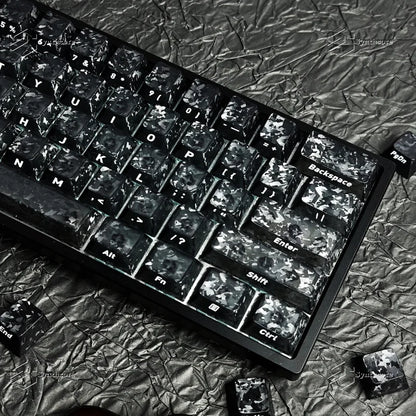 Black Carbon Fiber Translucent Cherry Keycap Kit PC 110 Key Suitable for 61/75/87/104/108 Magnetic Axis Keyboard Wooting