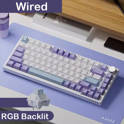 AJAZZ AK820 mechanische Tastatur, 70 % Kompaktlayout/RGB-Beleuchtung/Hot-Swap-fähige Switches, mit kabelgebundener, kabelloser und Bluetooth-Verbindung