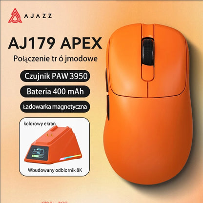AJAZZ AJ179 APEX Gaming Mouse with Color Screen Dock, Magnetic Charging, 8000Hz High-Frequency, Tri-Mode (PAW3950) Right-Handed