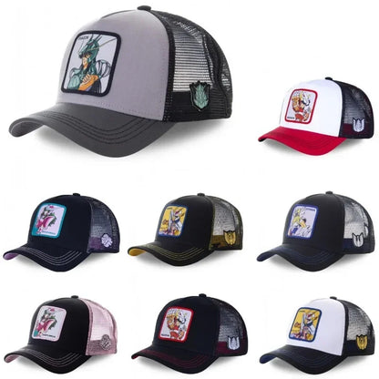 Saint Seiya Βαμβακερό καπέλο μπέιζμπολ τύπου snapback με μοτίβα anime και καρτούν για άνδρες και γυναίκες, στυλ hip hop και καπέλο trucker με πλέγμα για μπαμπάδες, Dropshipping