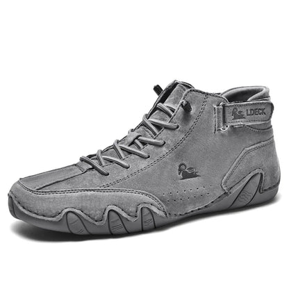 Men's Leather Casual Shoes, Non-slip Walking Sports Shoes, Handmade Shoes for Men with Free Shipping, High Top Sneakers Masculino