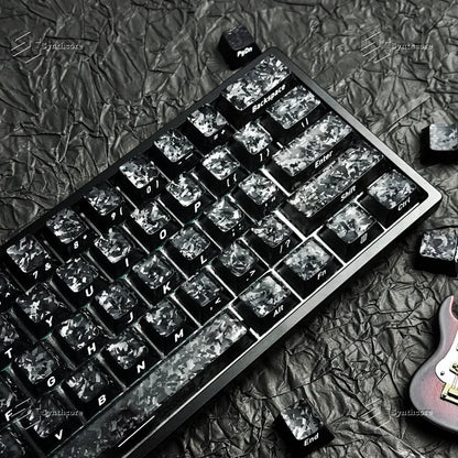 Black Carbon Fiber Translucent Cherry Keycap Kit PC 110 Key Suitable for 61/75/87/104/108 Magnetic Axis Keyboard Wooting