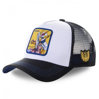 Saint Seiya Βαμβακερό καπέλο μπέιζμπολ τύπου snapback με μοτίβα anime και καρτούν για άνδρες και γυναίκες, στυλ hip hop και καπέλο trucker με πλέγμα για μπαμπάδες, Dropshipping