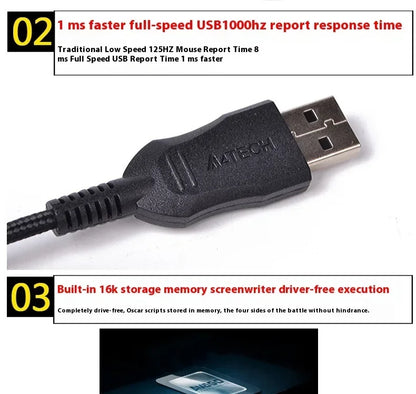 A4TECH Bloody X7-710K Wired Gaming Mouse 2000 DPI USB Gamer Mouse with Macro Programming for PC, Laptop & Esports