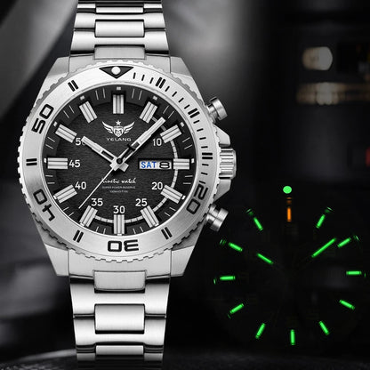 Yelang Watches V1035 44mm Men's Diving Watch Human Kinetic Energy Watch 100m Waterproof Watches Luminous Japan PX83 Sapphire
