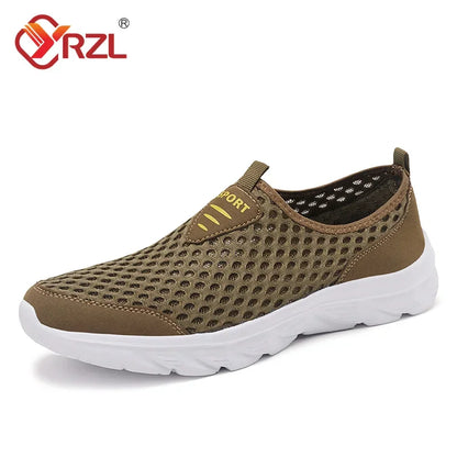 YRZL Lightweight Men's Casual Shoes, Breathable Slip-On Male Casual Sneakers, Anti-Slip Men's Flats, Outdoor Walking Shoes Size 39-46