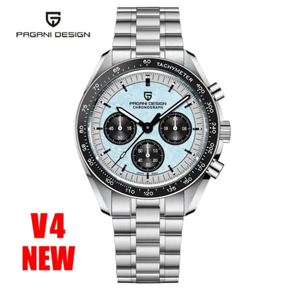 Montre pour homme PAGANI DESIGN « New Moon » – Montre à quartz de luxe, chronographe, verre saphir avec traitement antireflet, lunette en céramique, aiguilles luminescentes