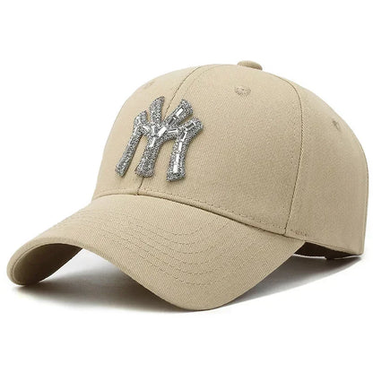 MY Rhinestone-kasket til kvinder – forår og efterår – streetwear, casual, udendørs, Duck Tongue-kasket, mode, alsidig baseballkasket, solskærm