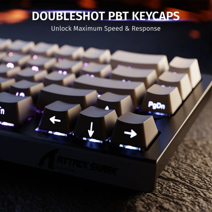 ATTACK SHARK X68 HE Rapid Trigger Magnetic Keyboard 8KHz Wired Gaming Keyboard, 60% RGB Hall Effect Keyboard with 0.01mm RT Accuracy, Snap Tap & DKS for PC/Mac