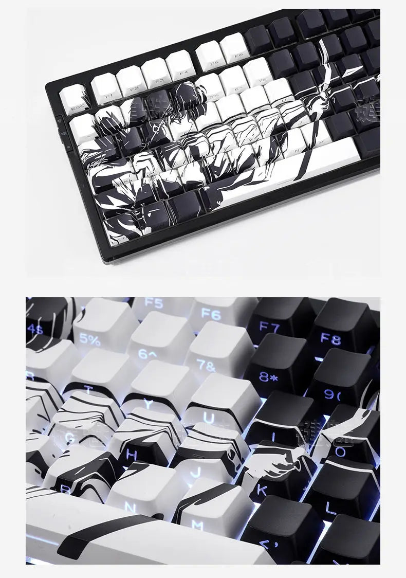 Anime Platycodon Cherry Key Cap Set PBT 130 Key Side Engraved Light Transmission for 60/84/98/108 Mechanical Keyboard ISO