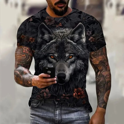 Pánská trička Letní zvířecí vzor s vlkem 3D potisk Topy Trička Letní dámská móda Streetwear Oversized tričko Pánské oblečení