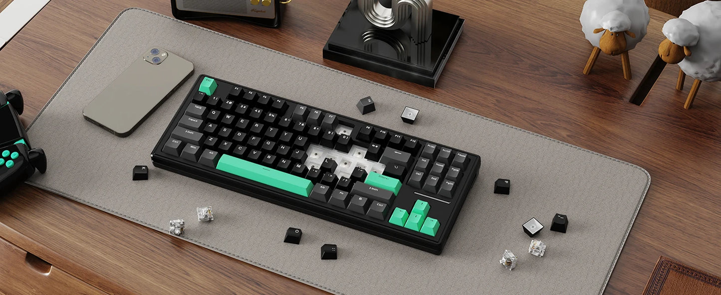 Attack Shark M87 TKL Wireless Mechanical Gaming Keyboard, RGB Backlit Compact Hot-Swappable Gasket Programmable USB-C/BT/2.4GHz