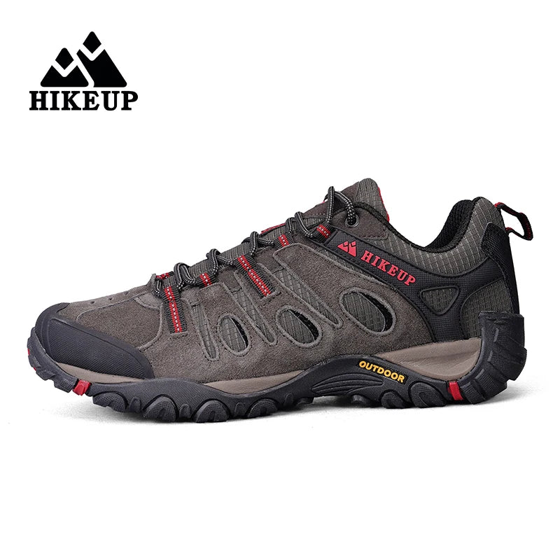 HIKEUP Hiking Shoes Men's Winter Climbing Trekking Sneakers for Men Leather Breathable Outdoor Anti-Skid Sports Work Shoes