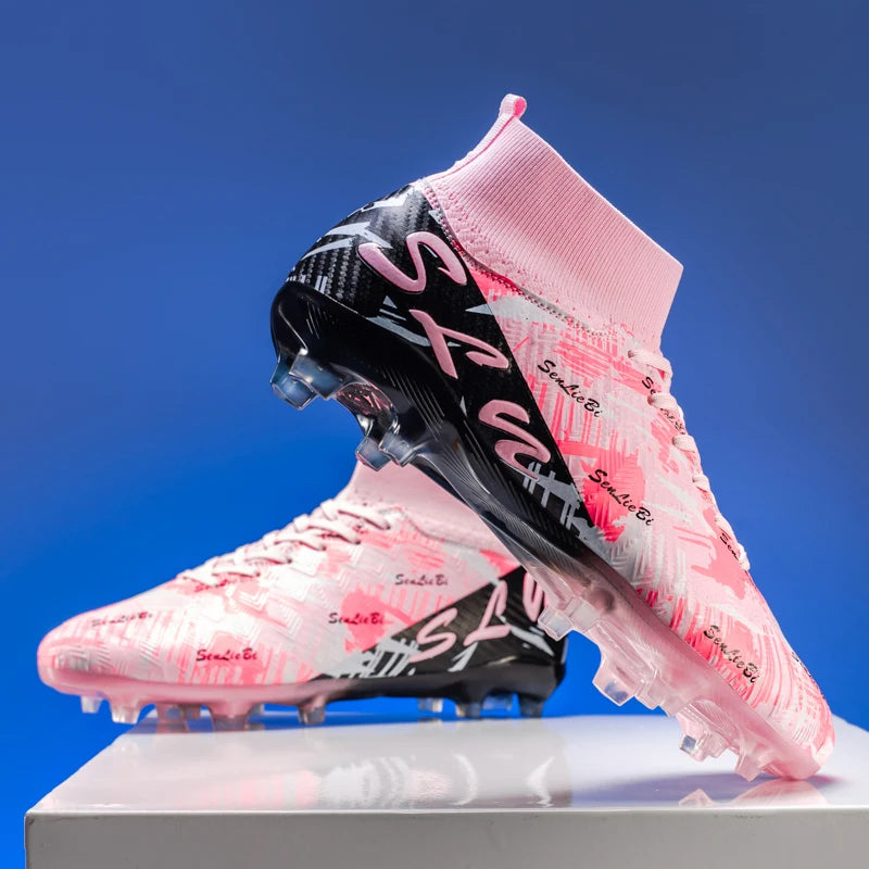 Chaussures de football professionnelles pour hommes/femmes, crampons antidérapants FG, bottes de football respirantes, chaussures d'entraînement à tige haute