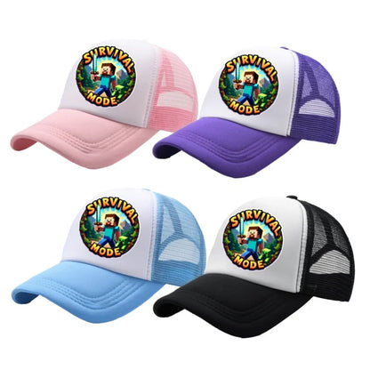Minecraft Baseball Caps MC Pixel Game Character Print Peaked Adjustable Cartoon Sun Hat Summer Outdoor Mesh Casual Caps Gifts