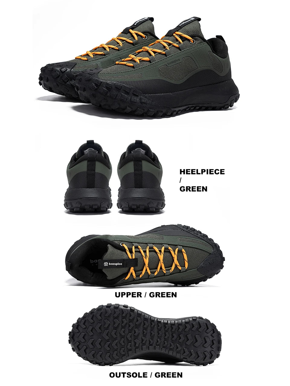 Baasploa vandringsskor för män – bekväma, mjuka, vattentäta, slitstarka, halkfria trekking-sneakers för utomhusbruk och klättring
