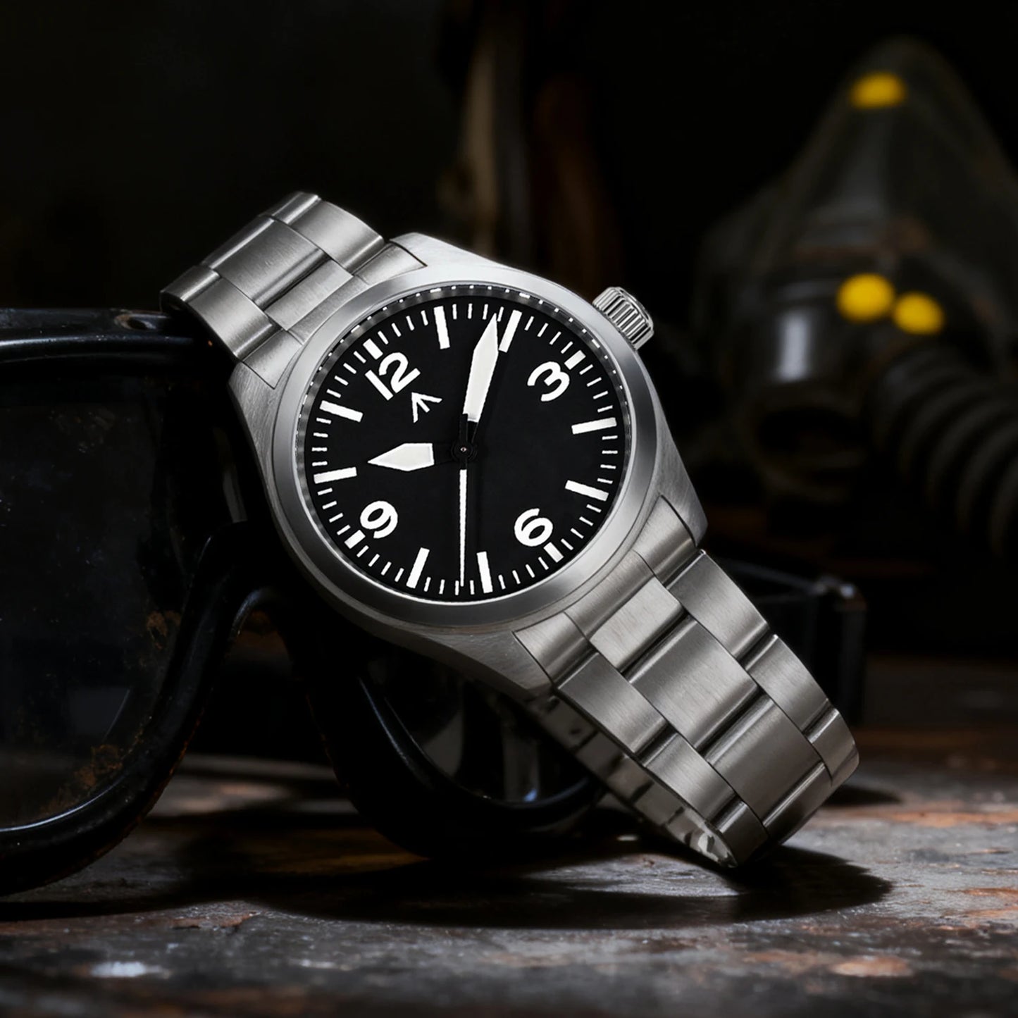 Militado ML08 V2 Vintage-Quarzuhr Military VH31-Uhrwerk Doppeltes Saphirglas C3 BGW-9 Leuchtend Wasserdicht 38mm Uhr