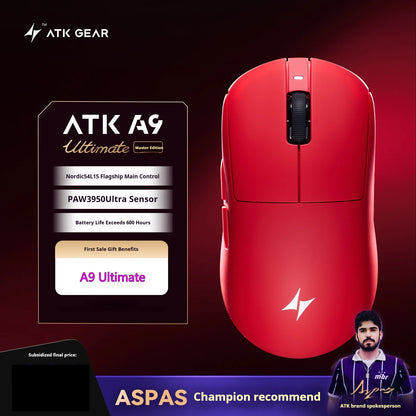 ATK A9 Plus Gaming Mouse Wireless A9/A9 SE/A9 Pro Tri Mode 8K Gaming Mouse Lightweight A9 Ultimate E-sports PC Gift Customized